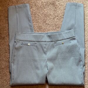 NWOT Anne Klein Navy and White Checked Pull on Cropped Pants Cute!